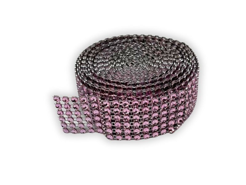 Dekorációs Strassz Szalag - Rózsaszín 1 db