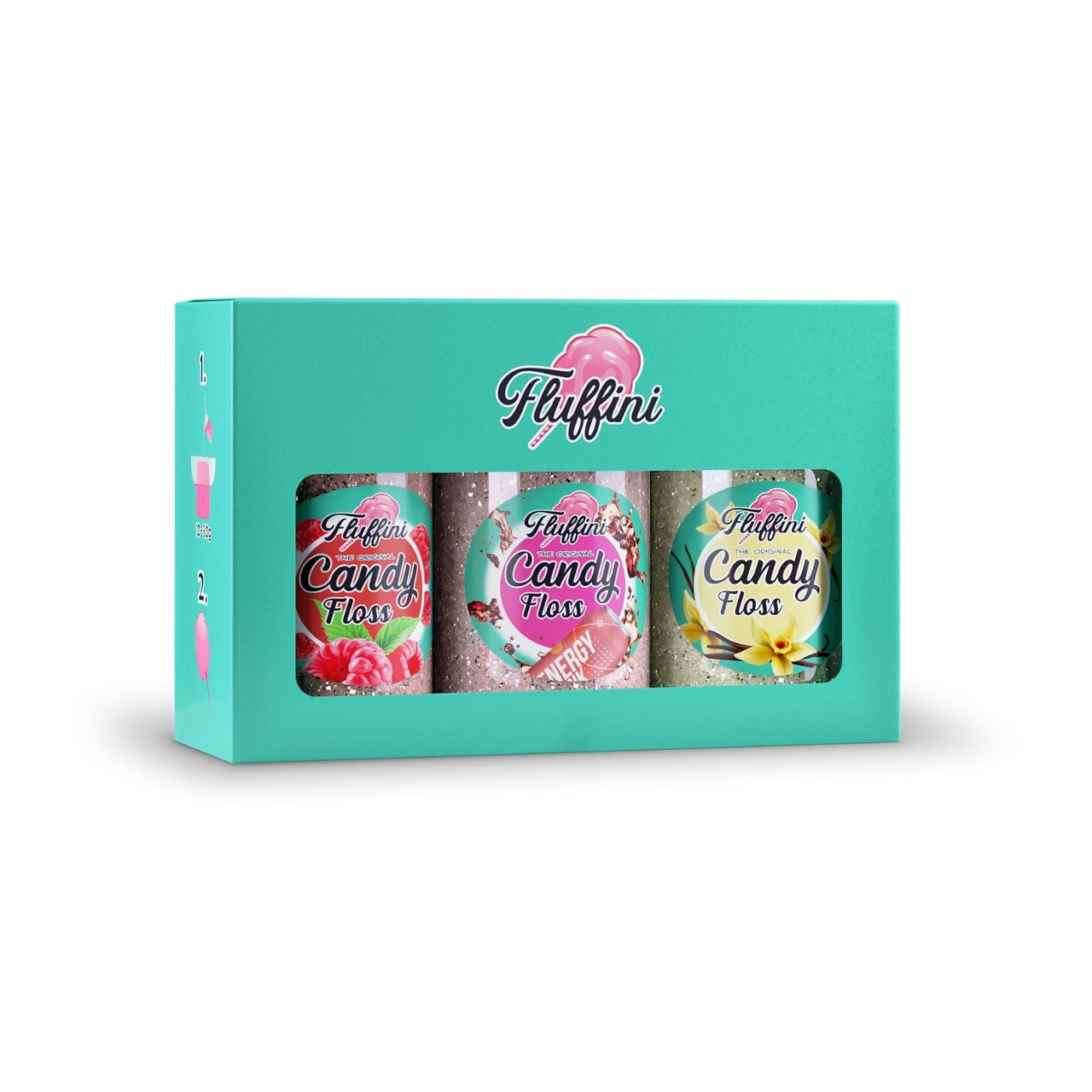 Fluffini Ízesített Vattacukor Málna -Tutti Frutti - Vanília Ízben 3x150 g