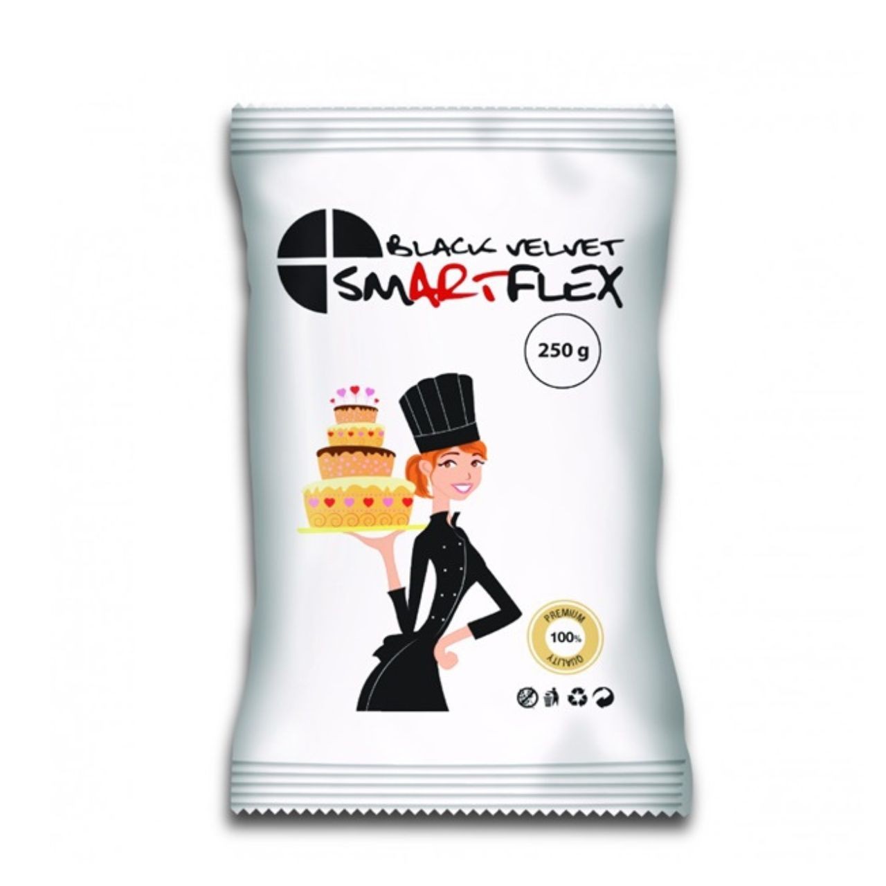 Smartflex Black Velvet Tortadekorációs massza Fekete Fondant 250 g