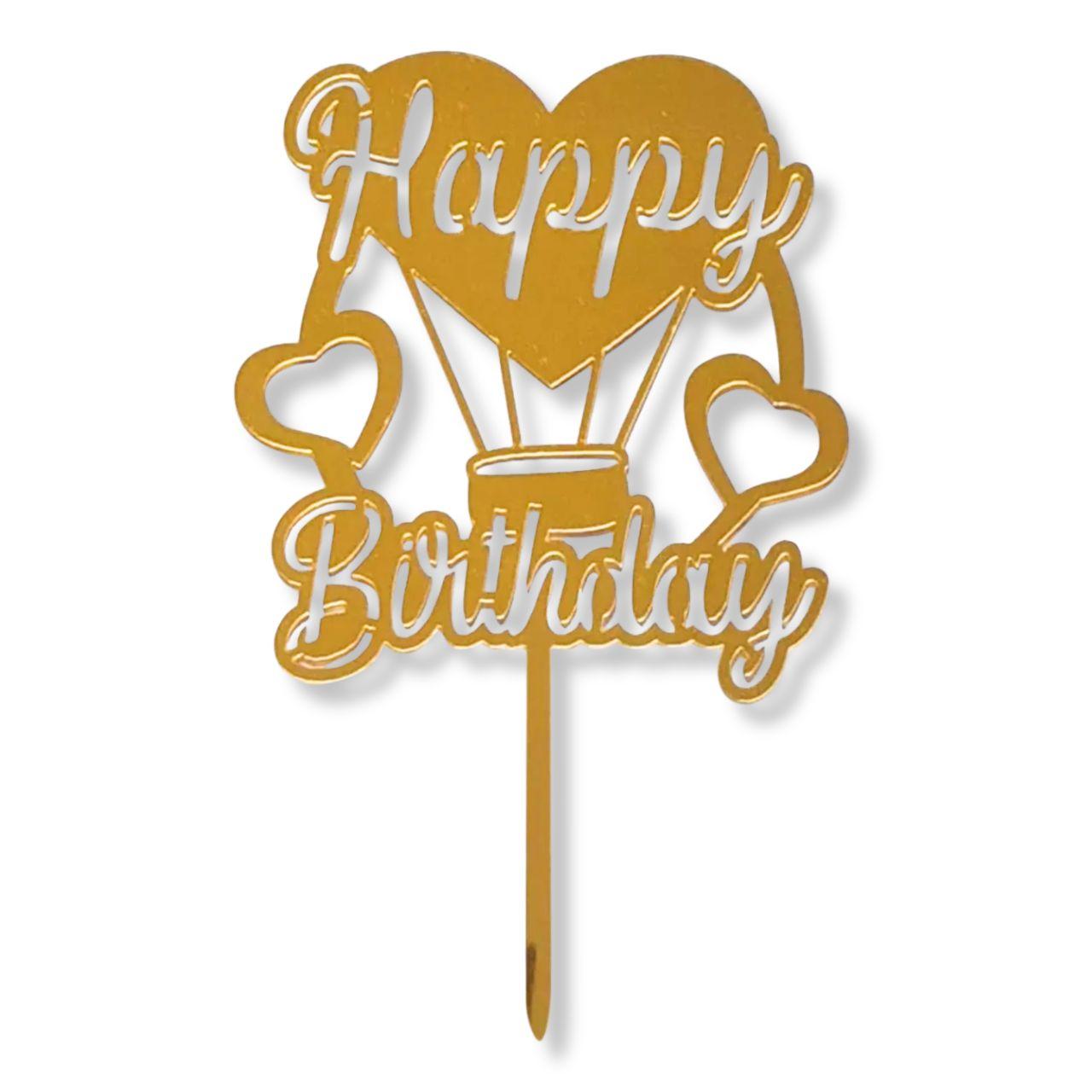 Tortabeszúró Arany Kör Happy Birthday Szívek 1 db