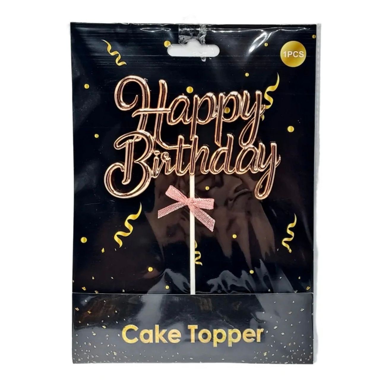 Tortadísz - Rosegold Happy Birthday Beszúró 3D 1 db