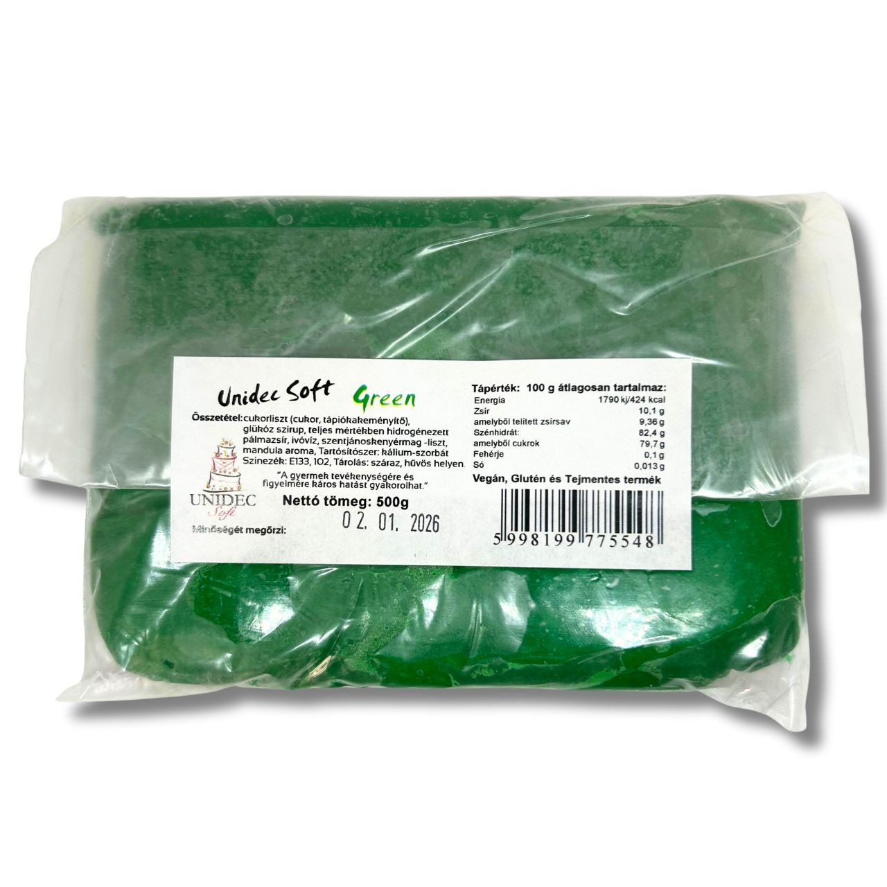 Unidec Soft Zöld Tortadekorációs massza Fondant 500 g