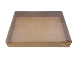 Ablakos süteményes barna doboz 20x15 cm