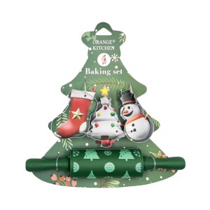 Karácsonyi Kiszúró Szett - 4 részes Zöld Sodrófával 1 db