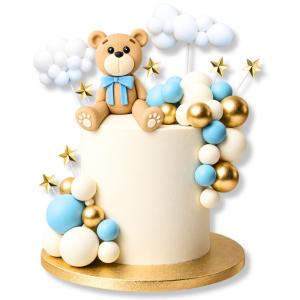 Tortabeszúró Kék Macis 33db-os arany-fehér-kék