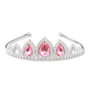 Tortadísz-Ezüst Tiara Rózsaszín Gyöngyökkel