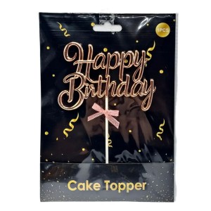 Tortadísz - Rosegold Happy Birthday Beszúró 3D 1 db